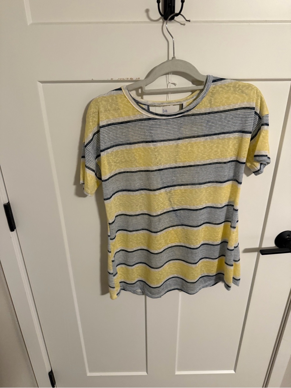 Striped Yellow and Gray Short Sleeve Top